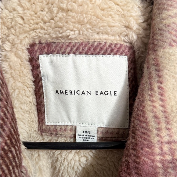 American Eagle Outfitters Cream and Pink Plaid Shacket / Jacket - Picture 2 of 7
